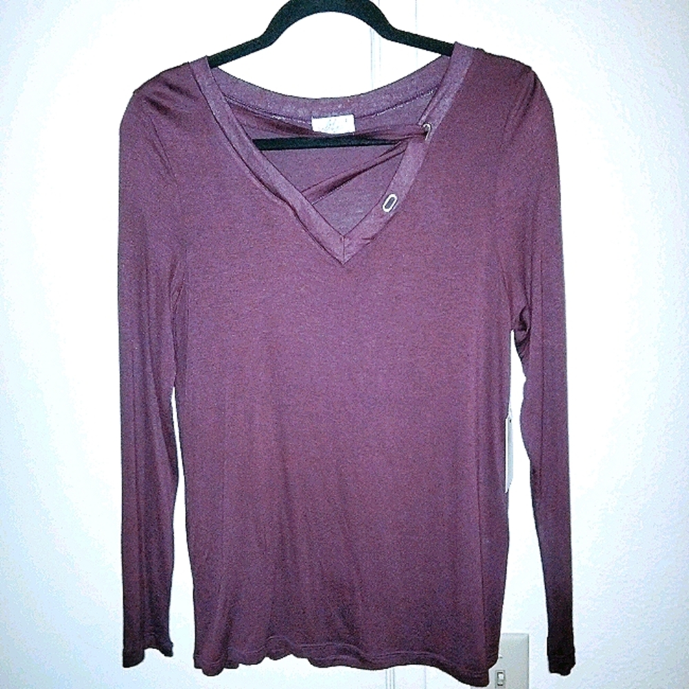 Long Sleeve Burgundy Shirt, Size XL